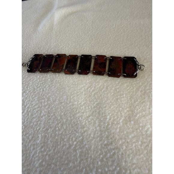 Vintage 8 Enamel Plaques of Abstract Paintings Souvenir Bracelet main image 1